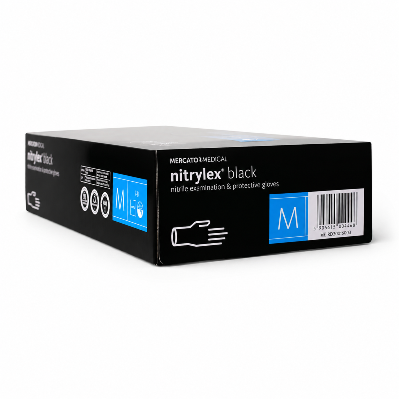 Перчатки нитриловые Mercator Nitrylex Black неопудренные, р.M, 1шт (Nitrylex-M)