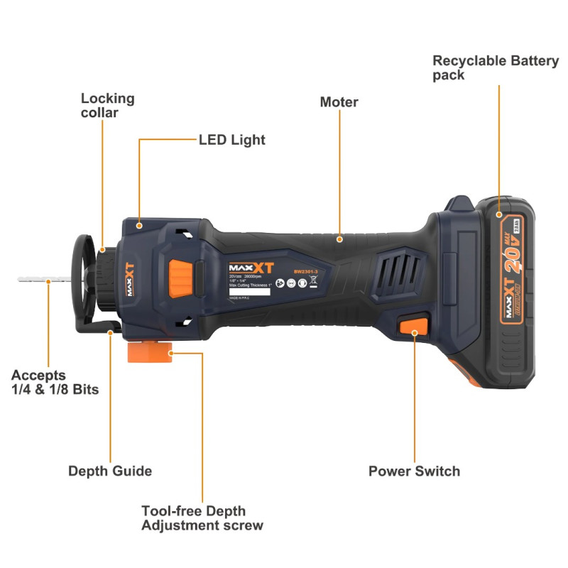 Акумуляторний фрезер (різак) MAXXT 20V 28000 об/хв (MDCOT20V)