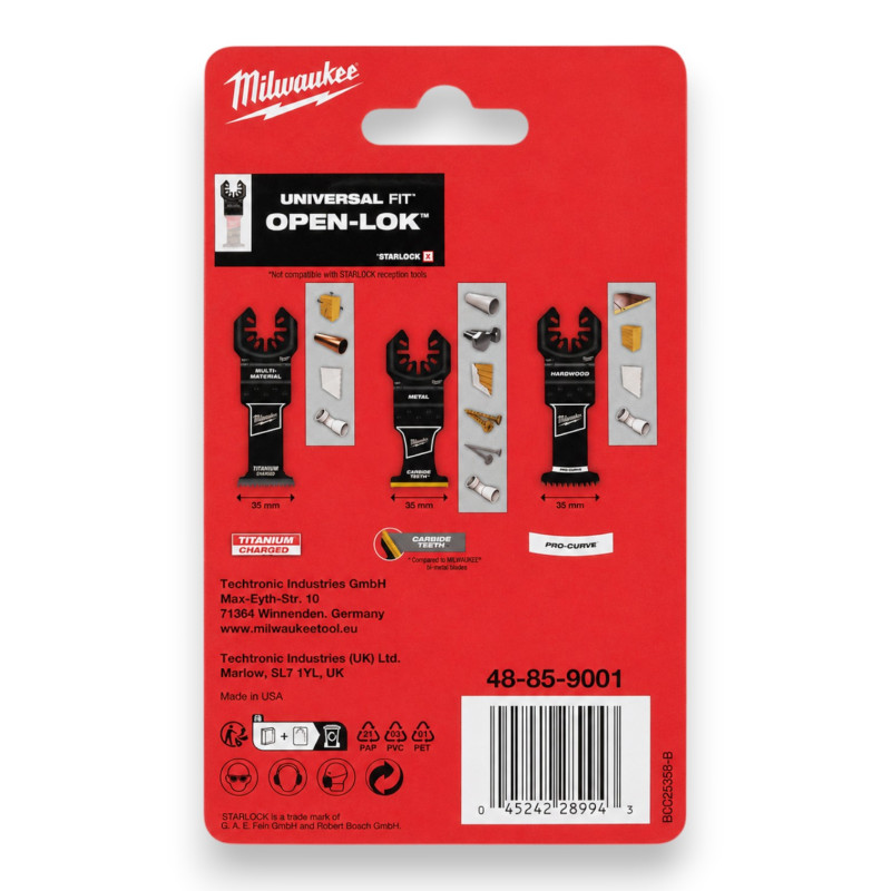 Набір полотен для мультитула MILWAUKEE OPEN-LOK™ WM, Bi-Metal і Carbide, 3 шт (48859001)