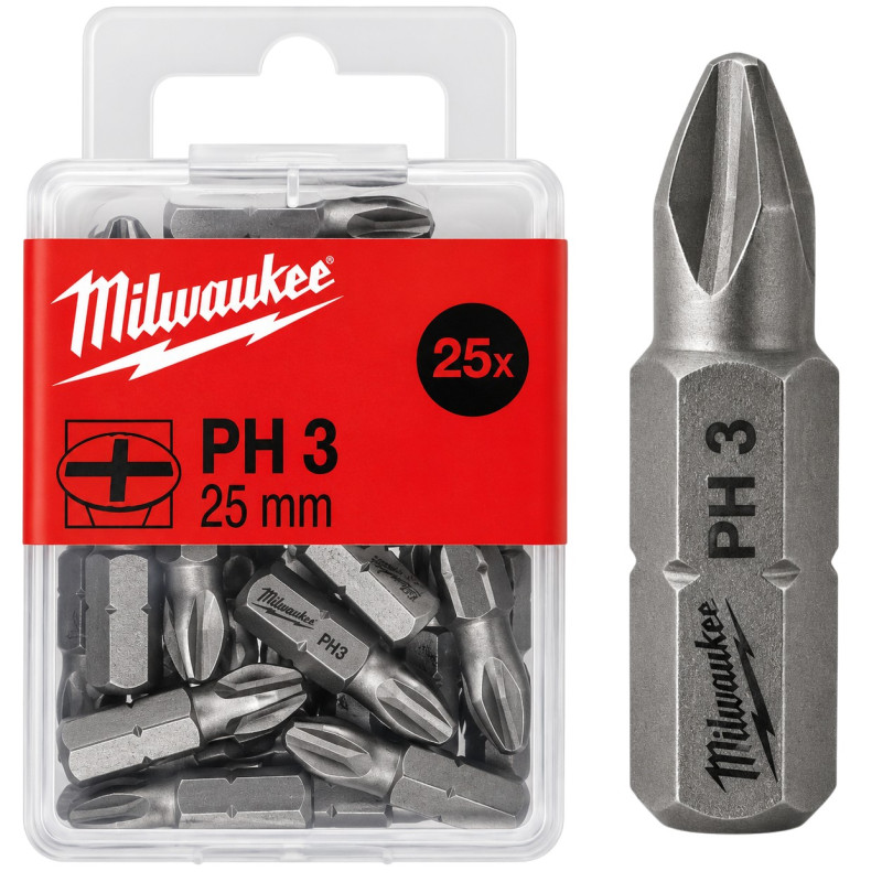 Набор бит MILWAUKEE, PH3, 25мм, (25 шт) (4932399588)