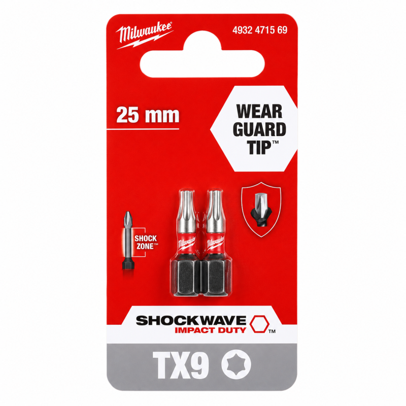 Біта Milwaukee Shockwave TX9х25, 2шт (4932471569)