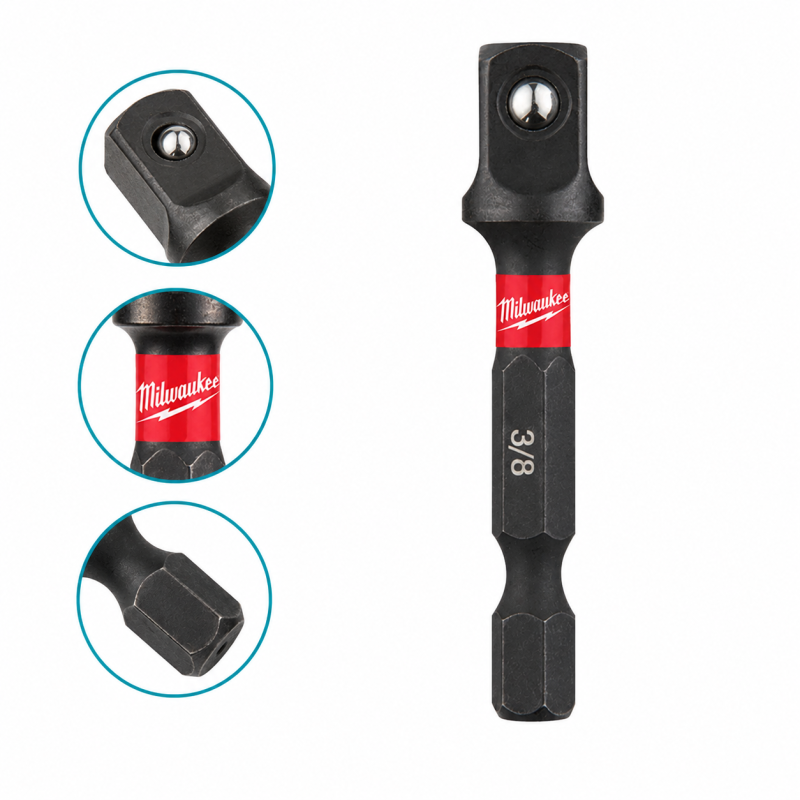 Переходник ударный Milwaukee 1/4 Hex на квадрат 3/8"  (4932478054)