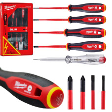Набор отверток изолированных VDE MILWAUKEE, (SL2,5/SL3/SL4/SL5.5/PH1/PH2/тестер), (7шт) (4932478739)
