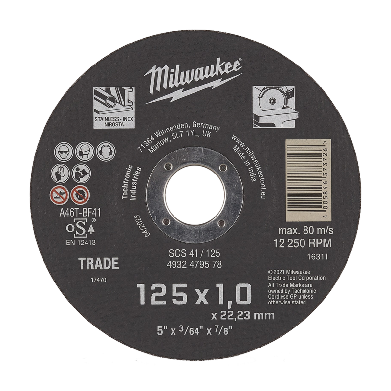 Диск отрезной по металлу MILWAUKEE Trade SCS 41/125×1 мм (4932479578)