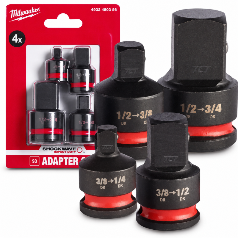 Набір перехідників для головок ShW 1/2"-3/4", 1/2"-3/8", 3/8"-1/2", 3/8"-1/4" MILWAUKEE, 4шт (4932480356)
