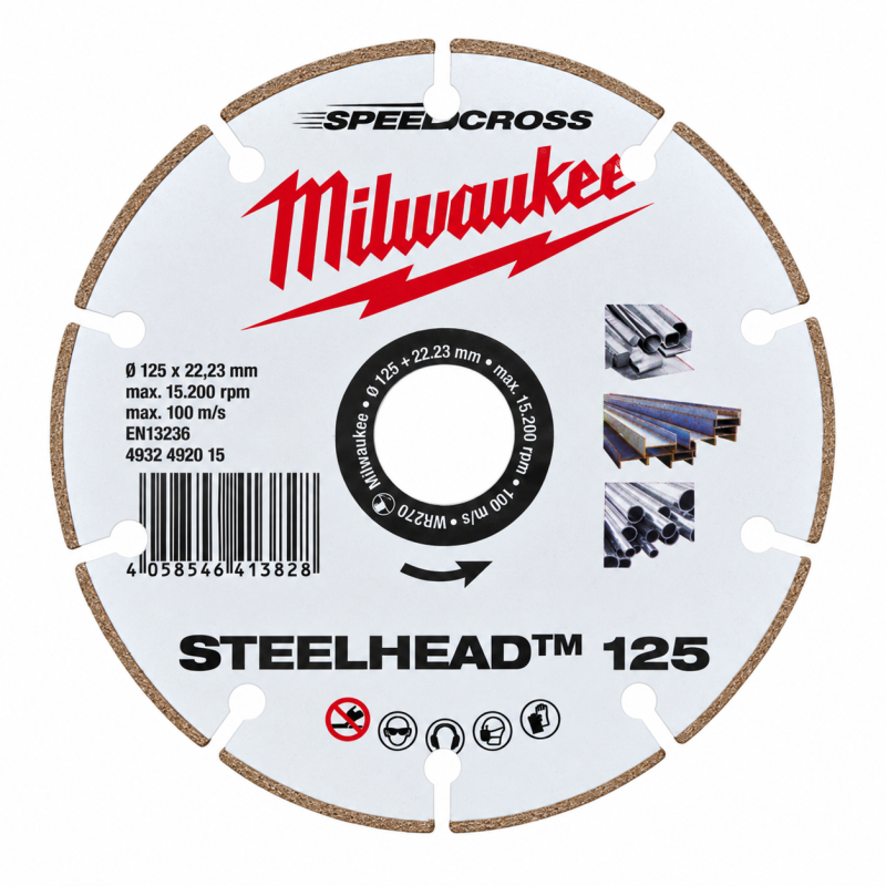 Диск алмазный отрезной MILWAUKEE Speedcross STEELHEAD, 125х1,5х22,23 мм (4932492015)