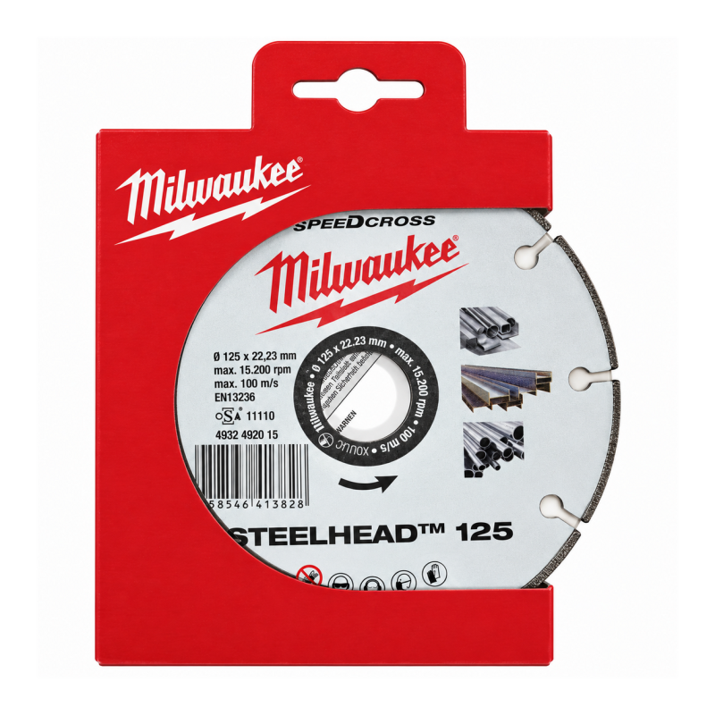 Диск алмазный отрезной MILWAUKEE Speedcross STEELHEAD, 125х1,5х22,23 мм (4932492015)