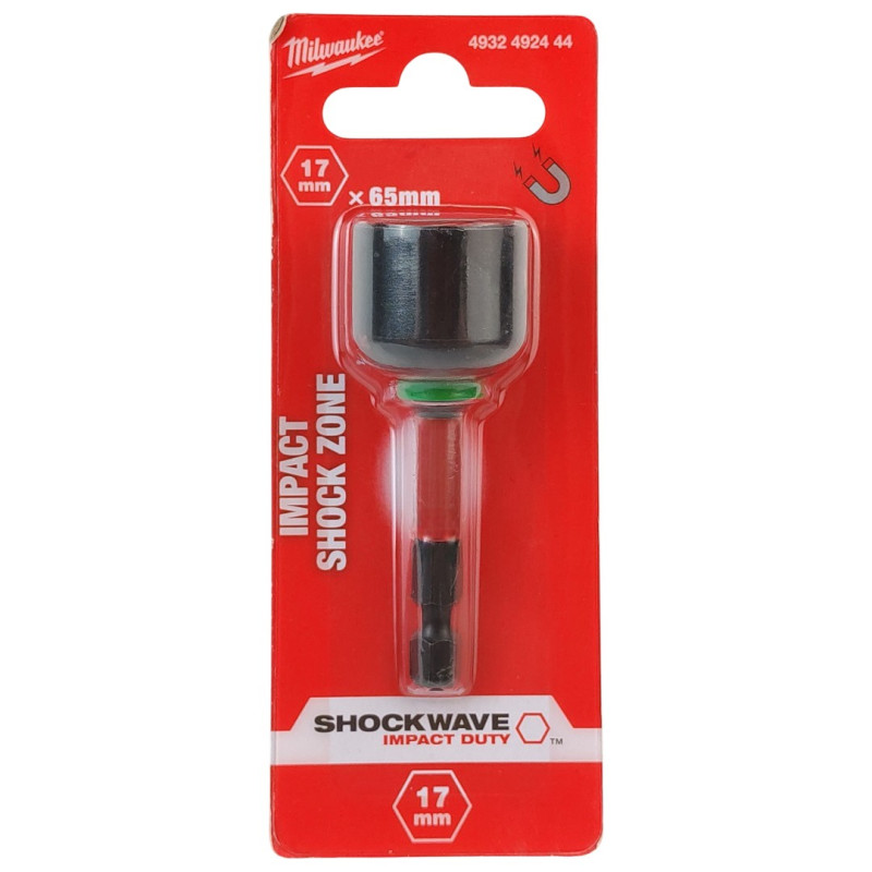 Торцевая головка шестигранная магнитная Milwaukee Shockwave™ ударопрочная, 17х65 мм, 1/4" HEX (4932492444)