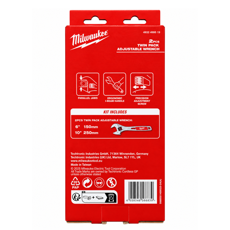 Набор разводных ключей MILWAUKEE 2шт (150/250 мм) (4932499519)