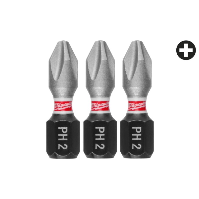 Біта MILWAUKEE SHOCKWAVE, PH2, 25 мм (3 шт.) (4932500353)