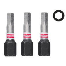 Біта SHOCKWAVE MILWAUKEE, Hex4, 25мм, (3шт) (4932500380)