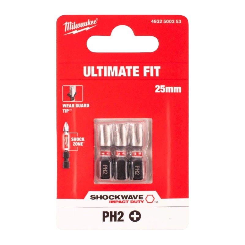 Біта SHOCKWAVE MILWAUKEE, Hex4, 25мм, (3шт) (4932500380)