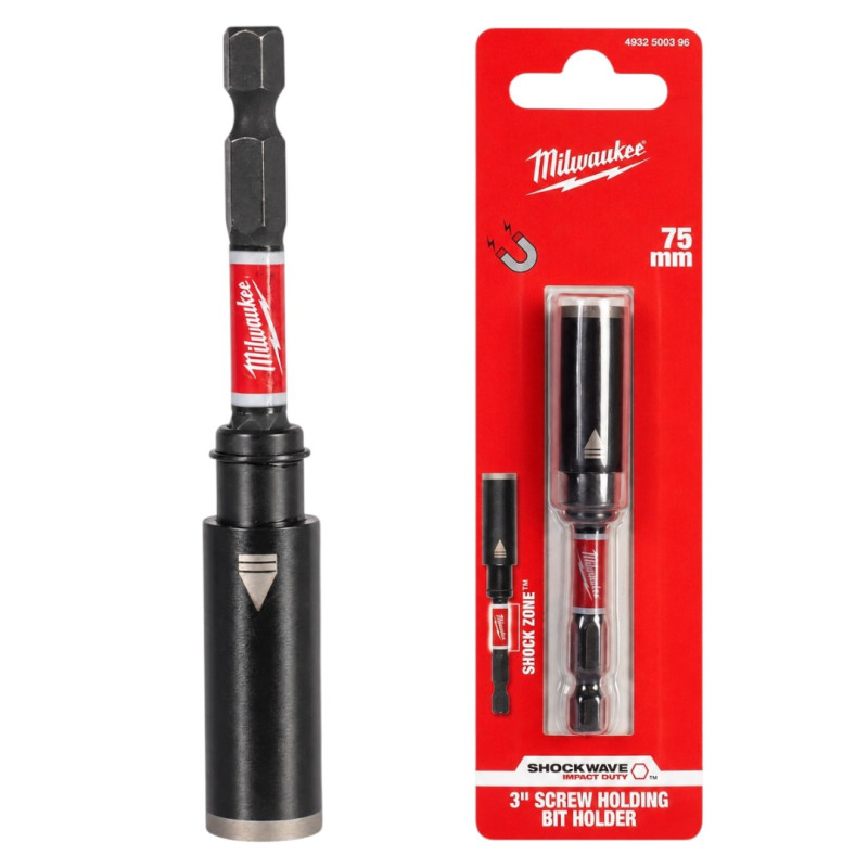 Держатель бит магнитный 1/4'' Hex 75мм с винтовым фиксатором Milwaukee (4932500396)