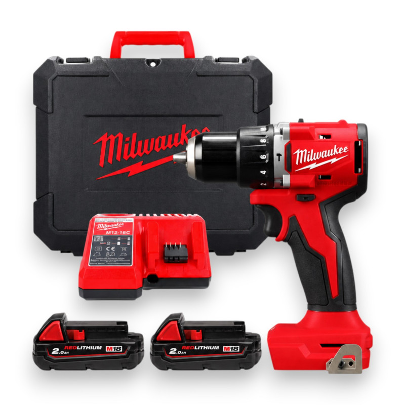 Аккумуляторная бесщёточная дрель-шуруповёрт MILWAUKEE M18 BLPDRC-202C, 2 АКБ+ЗУ, в кейсе (4933492822)