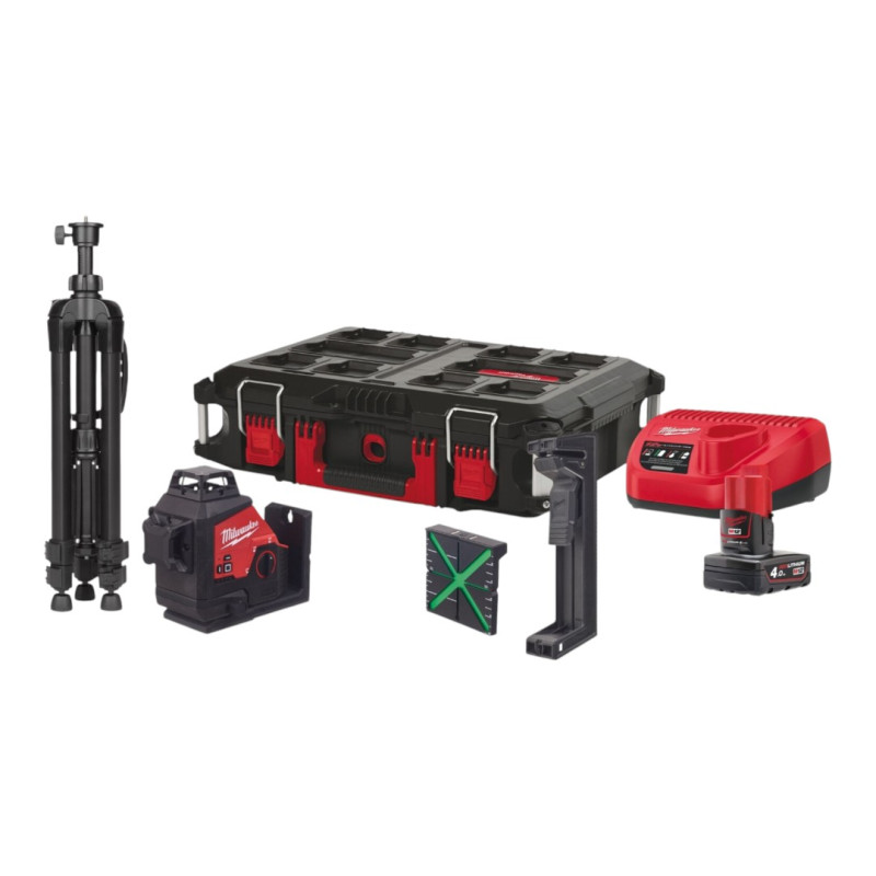 Нивелир 3D лазерный аккумуляторный MILWAUKEE, M12 3PLSKIT-401P 360˚ (4933499379)