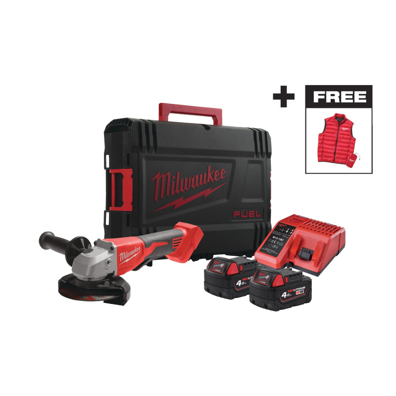 Угловая шлифмашина Milwaukee M18 BLSAG125XPDMC-402X, комплект ЗУ, 2 АКБ, кейс + жилетка (4933499460)