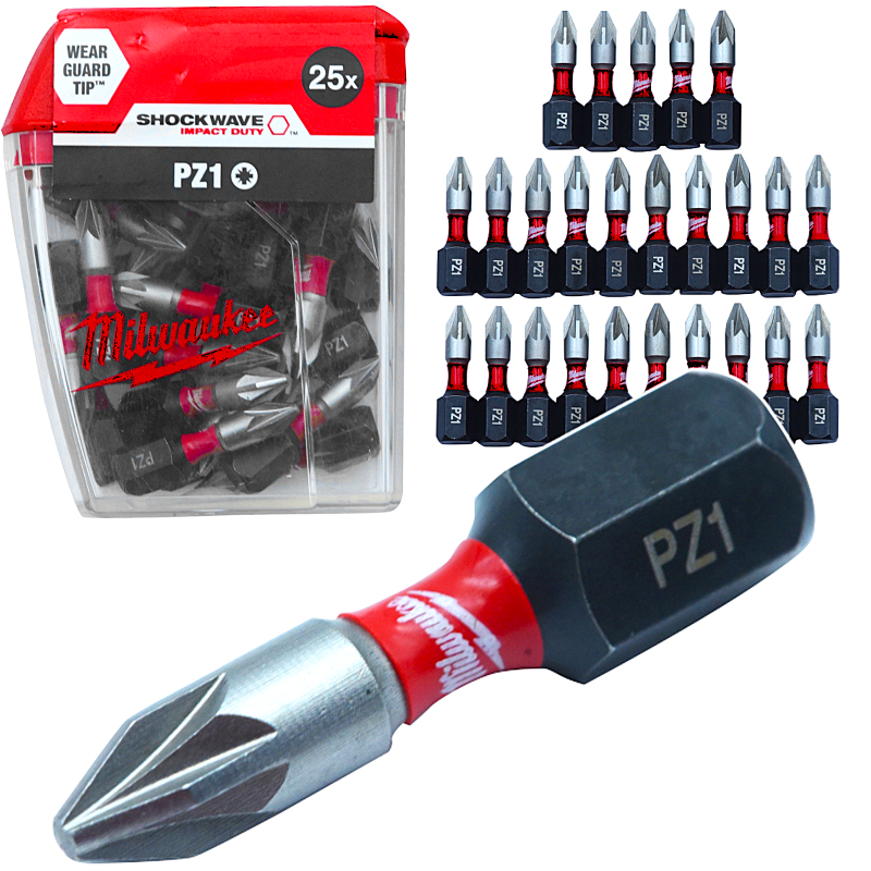 Біта SHOCKWAVE MILWAUKEE, PZ1, 25мм НАБІР - 25 шт (4932430861)