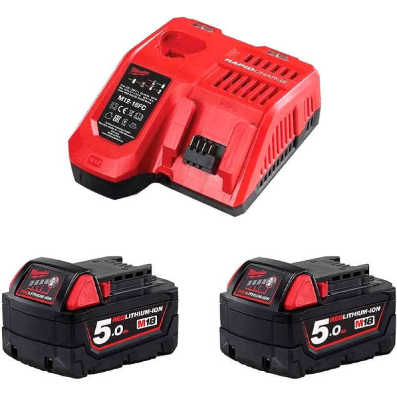 Набір 2 акумулятора B5 + зарядний пристрій M12-18FC MILWAUKEE M18 NRGCR-502 (4932479831)