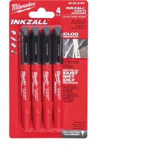 Маркер MILWAUKEE INKZALL Ultra Fine Point НАБОР  - 4 шт. ультратонкие (48223154)