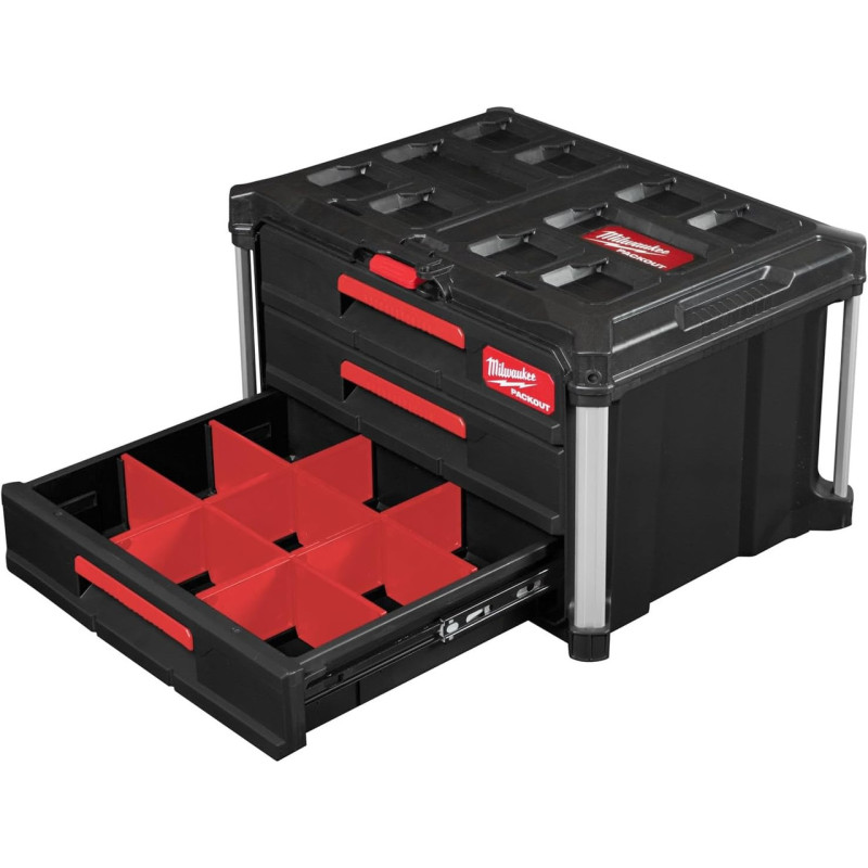 Ящик для інструментів з 2+1 висувними відсіками MILWAUKEE PACKOUT DRAWER BOX (4932493190)