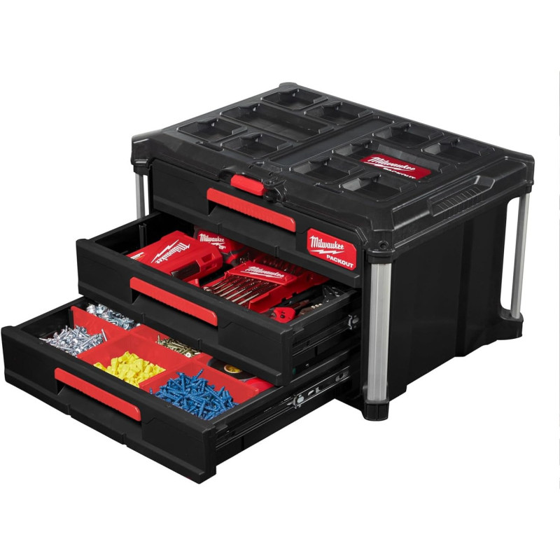 Ящик для інструментів з 2+1 висувними відсіками MILWAUKEE PACKOUT DRAWER BOX (4932493190)