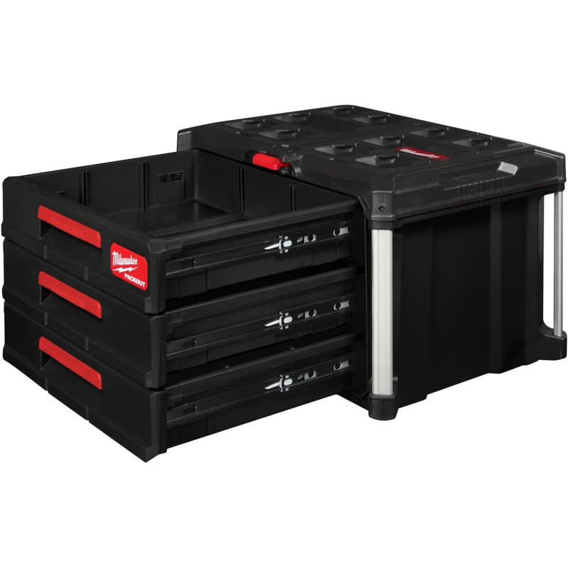 Ящик для інструментів з 2+1 висувними відсіками MILWAUKEE PACKOUT DRAWER BOX (4932493190)
