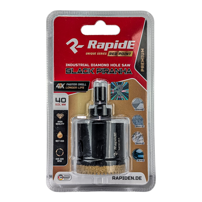 Коронка алмазна RapidE RED POINT BLACK PIRANHA 40 мм зубчаста (НФ-00003564)