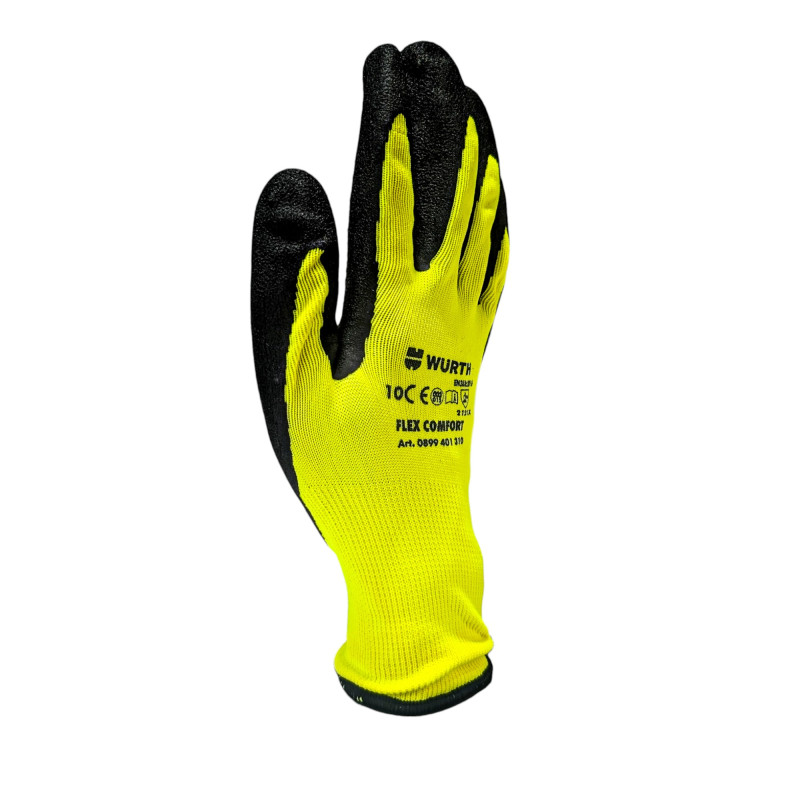 Перчатки защитные WURTH FLEX COMFORT, латексное покрытие, размер 10 (0899401310)