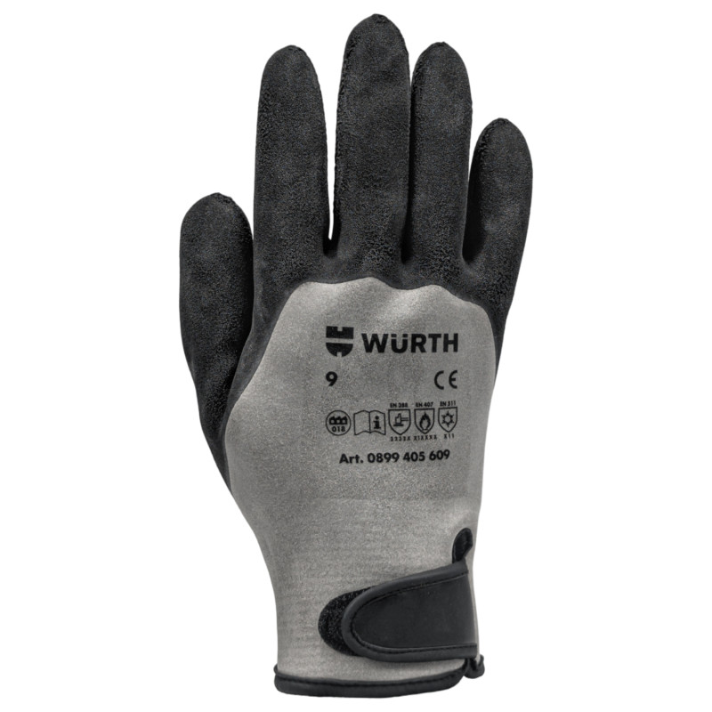 Перчатки защитные утепленные WURTH Multifit Dry с покрытием. полное латекс, р. 9 (0899405609)