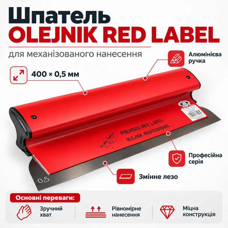 Шпатель OLEJNIK RED LABEL 400×0,5 мм для мех.нанесення, змінне лезо (1239400G5RG)