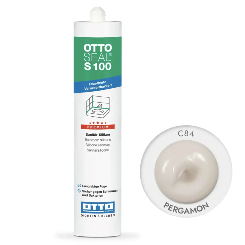 Санитарный силиконовый герметик OTTOSEAL S 100 C84 Pergamon (бежевый), 300 мл (OTS100C84)