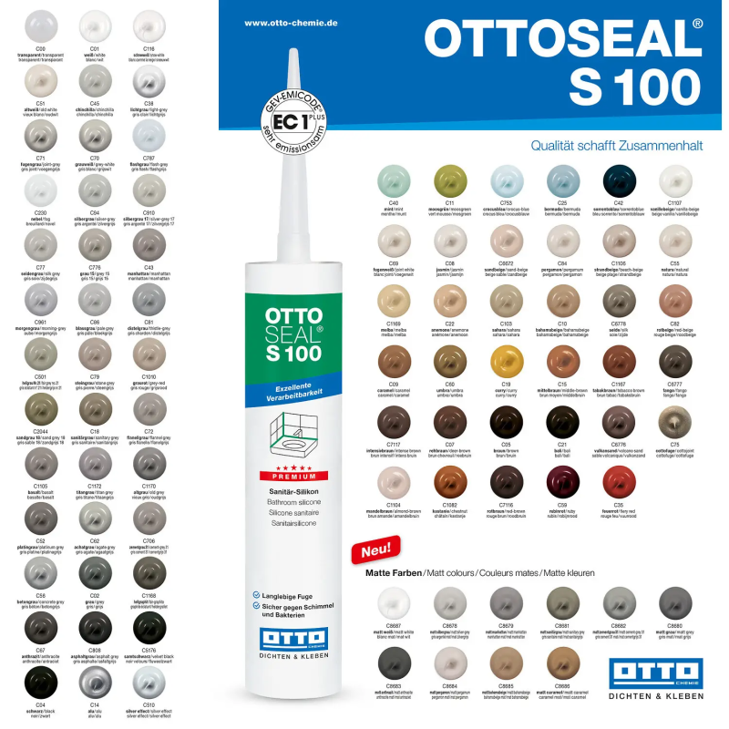 Санитарный силиконовый герметик OTTOSEAL S100 C1104 Mandelbraun 300 мл (OTS100C1104)