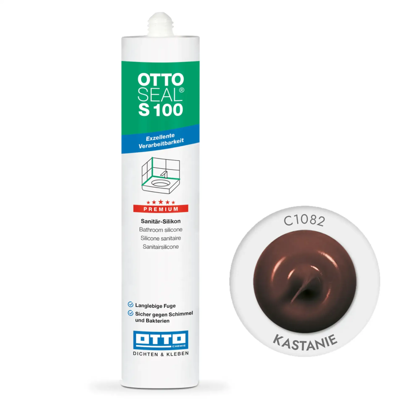 Санитарный силиконовый герметик OTTOSEAL S100 С1082 каштан, 300 мл (OTS100C1082)