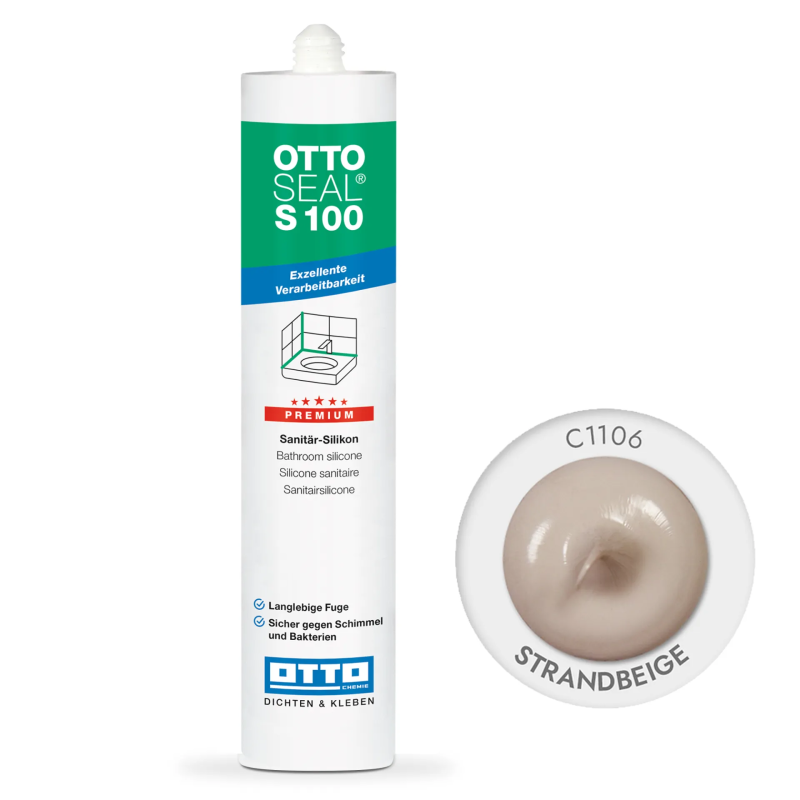 Санитарный силиконовый герметик OTTOSEAL S100 C1106 бежевый (strandbeige), 300 мл (OTS100C1106)