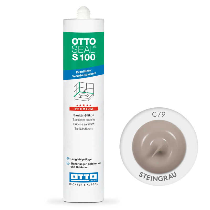 Санітарний силіконовий герметик OTTOSEAL S100 C79 кам’яно-сірий, 300 мл (OTS100C79)