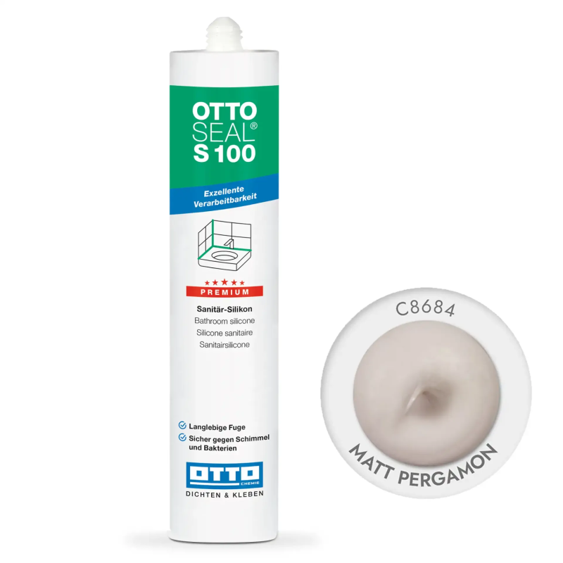 Санітарний силіконовий герметик OTTOSEAL S100 C8684 matt pergamon, 300 мл (OTS100C8684)