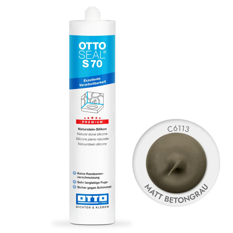 Силиконовый герметик OTTOSEAL S70 C6113 серый матовый бетон, 310 мл (OTS70C6113)