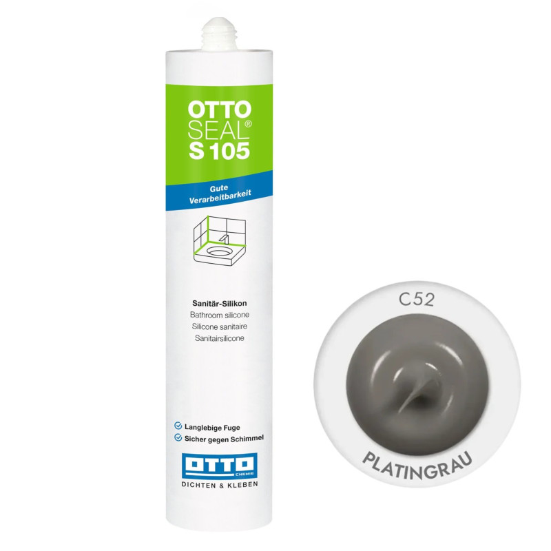 Санитарный силиконовый герметик OTTOSEAL S105 С52 платиново-серый, 310 мл (OTS105C52)