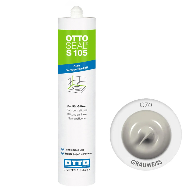 Санитарный силиконовый герметик OTTOSEAL S105 C70 бело-серый, 310 мл (OTS105C70)