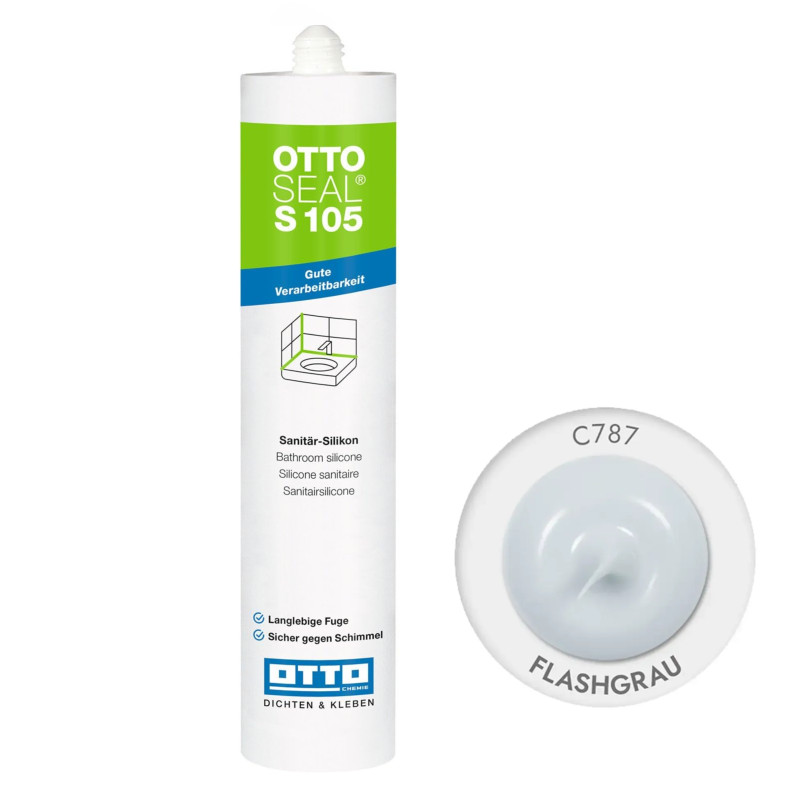 Санитарный силиконовый герметик OTTOSEAL S105 C787 яскраво-сірий, 310 мл (OTS105C787)