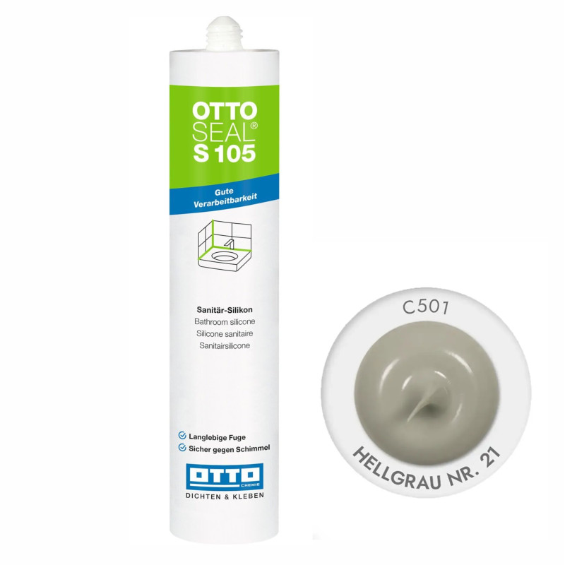 Санитарный силиконовый герметик OTTOSEAL S105 C501 Hellgrau 21 (светло-серый) 300 ml, (OTS105C501)