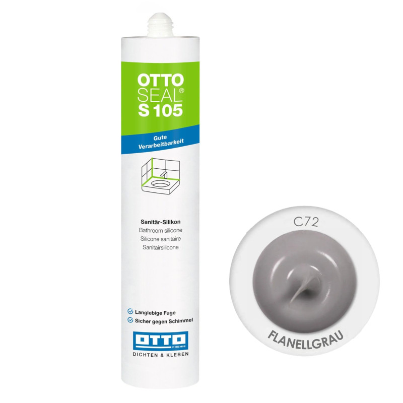 Санитарный силиконовый герметик OTTOSEAL S105 C72 Flanellgrau (серый), 300 ml (OTS105C72)