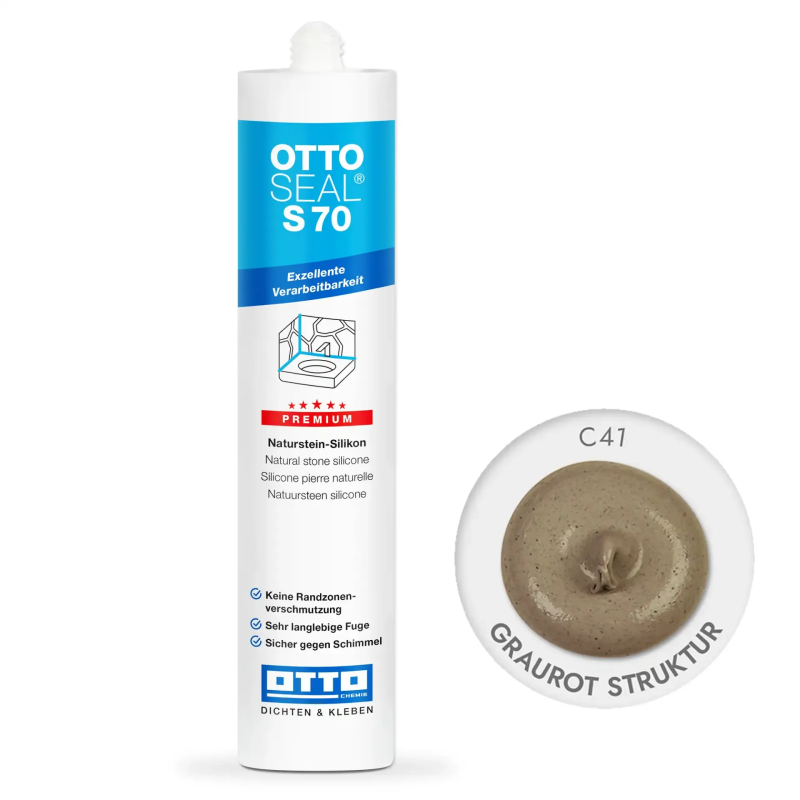 Силиконовый герметик OTTOSEAL S70 C41 серо-красный структурный, 310 мл (OTS70C41)