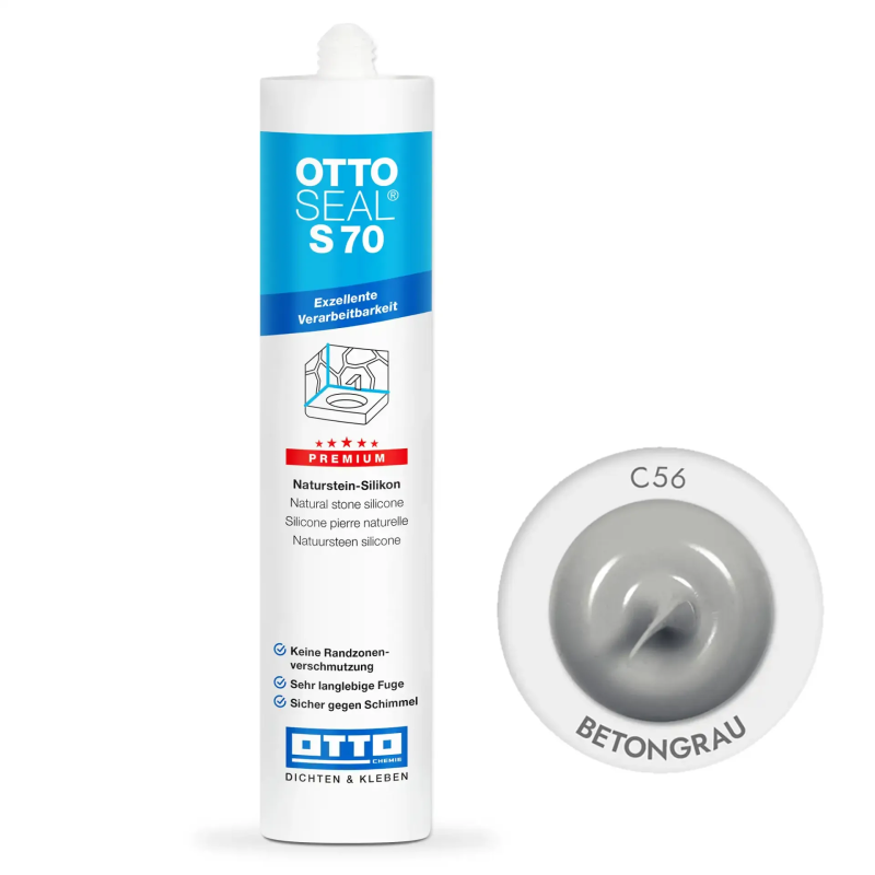 Силиконовый герметик OTTOSEAL S70 C56 бетонно-серый, 310 мл (OTS70C56)