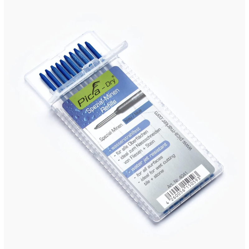 Грифель змінний НАБІР — 10 шт синій PICA Dry водостійкі Water resistant (4041)