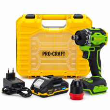 Акумуляторний безщітковий шуруповерт Procraft PA18Pro DFR, 1 АКБ+ЗП у кейсі (001817)