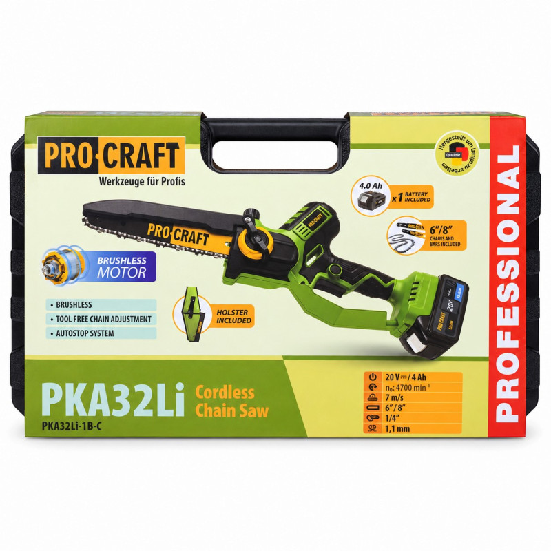 Акумуляторна ланцюгова мініпила Procraft PKA32Li, 1 АКБ у кейсі + кобура (030039)
