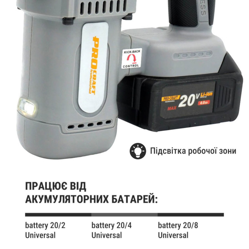 Аккумуляторный перфоратор Pro-Craft HD-20A 20 В 4 А·ч, с кейсом (100203)