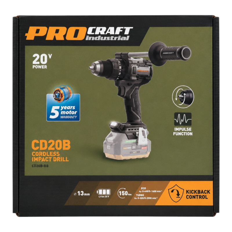 Аккумуляторный шуруповёрт Procraft Industrial CD-20B без АКБ (100217)