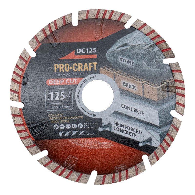 Алмазний диск Procraft DC125 Ø125 22,23x2,4мм (DC1250)